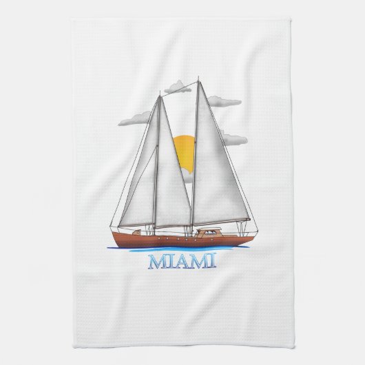 Miami Coastal Nautical Sailing Sailor Geschirrtuch (Vertikal)