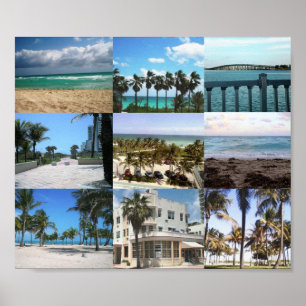 Miami Collage - 50 Schattierungen von Blau Poster