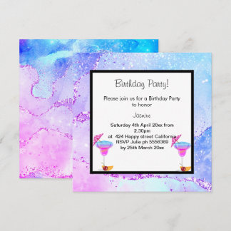 MIAMI DISCO COCKTAIL BIRTHDAY PARTY EINLADUNG