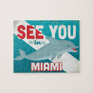 Miami Dolphin - Retro Vintage Travel Puzzle