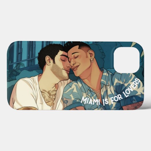 Miami Downtown Gay Men Cuddling Illustration Case-Mate iPhone Hülle (Rückseite (Horizontal))