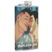 Miami Downtown Gay Men Cuddling Illustration Flachmann (Rechts)