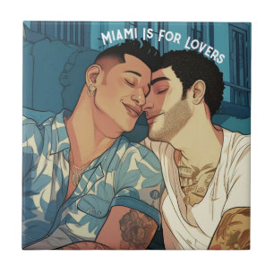 Miami Downtown Gay Men Cuddling Illustration Gesch Fliese