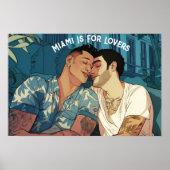 Miami Downtown Gay Men Cuddling Illustration Poster (Vorne)