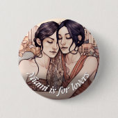 Miami Downtown Women Cuddling Lesbians Zeichnend Button (Vorderseite)