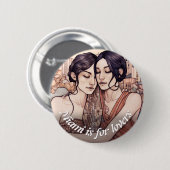 Miami Downtown Women Cuddling Lesbians Zeichnend Button (Vorne & Hinten)