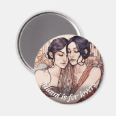 Miami Downtown Women Cuddling Lesbians Zeichnend Magnet (Vorderseite/Rückseite)