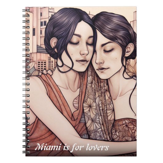 Miami Downtown Women Cuddling Lesbians Zeichnend Notizblock (Vorderseite)