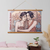 Miami Downtown Women Cuddling Lesbians Zeichnend Wandteppich Mit Holzrahmen (Schlafzimmer)