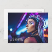 Miami EDM Rave Girl Postkarte (Vorne/Hinten)