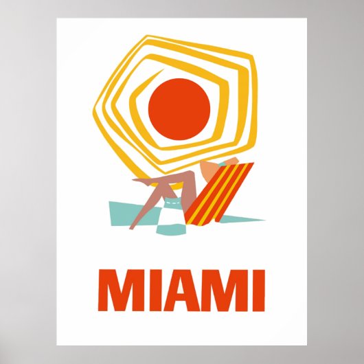 Miami, eine Frau, die unter der Sonne sonnt Poster (Vorne)