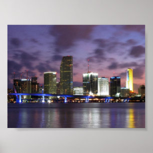 Miami Evening Skyline Poster