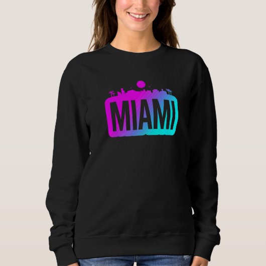 Miami Fette Skyline Stadt Vaporwave Sweatshirt (Vorderseite)