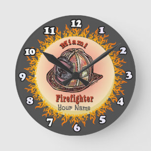 Miami-Feuerwehrmann-Uhr Runde Wanduhr