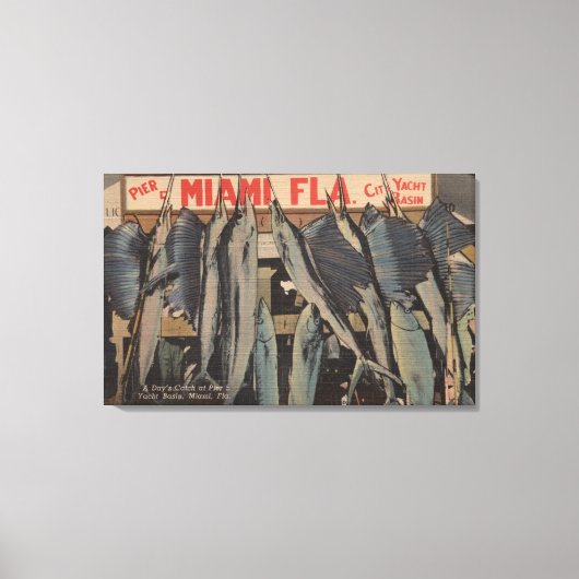 Miami, FL - Ansicht Pier 5 City Yacht Club w/ Leinwanddruck (Vorderseite)