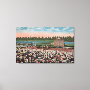 Miami, FL - Ansicht von Hialeah Park mit Pferd Leinwanddruck