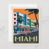 Miami, FL| Art Deco Postkarte (Vorne/Hinten)