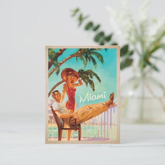 Miami, FL-Couple Postkarte (Stehend Vorderseite)