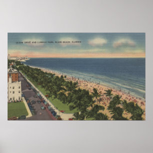 Miami, FL - Ocean Drive und Lummus Park Poster
