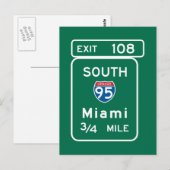 Miami, FL Road Sign Postkarte (Vorne/Hinten)