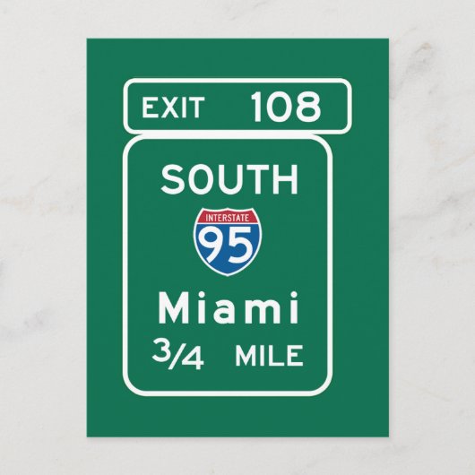 Miami, FL Road Sign Postkarte (Vorderseite)
