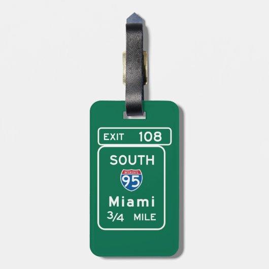 Miami, FL-Verkehrsschild Gepäckanhänger (Rückseite vertikal)