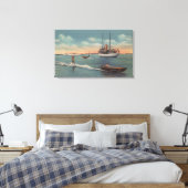 Miami, FL - Wasserski, Holzboot Leinwanddruck (Insitu (Schlafzimmer))