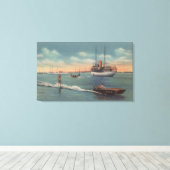 Miami, FL - Wasserski, Holzboot Leinwanddruck (Insitu (Holzboden))