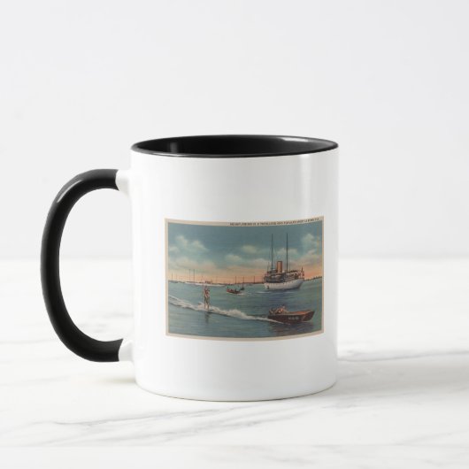 Miami, FL - Wasserski, Holzboot Tasse (Links)