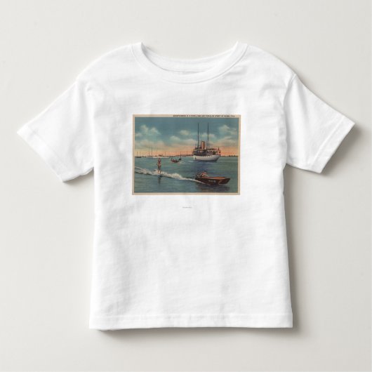 Miami, FL - Wasserski-Szene, hölzernes Boot Kleinkind T-shirt (Vorderseite)