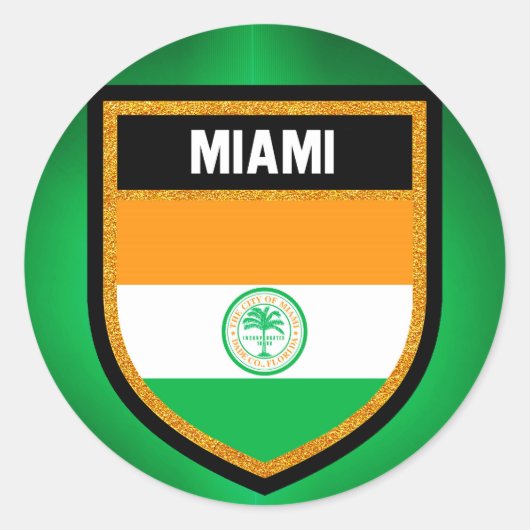Miami Flag Runder Aufkleber (Vorderseite)
