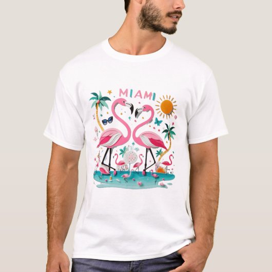 Miami Flamingo Paradise T-Shirt (Vorderseite)