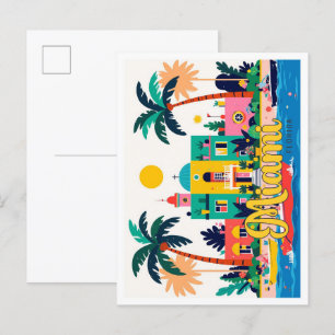 Miami Florida Abstrakte Vintage-Reiseillustration Postkarte