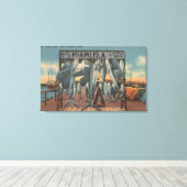 Miami, Florida - Aussicht auf Pier 5 mit Fisch Leinwanddruck (Insitu (Holzboden))