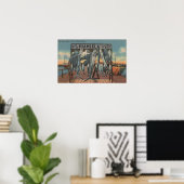 Miami, Florida - Aussicht auf Pier 5 mit Fisch Poster (Heimbüro)
