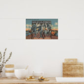 Miami, Florida - Aussicht auf Pier 5 mit Fisch Poster (Küche)