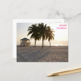 Miami Florida Beach Palms Lifeguard Postkarte