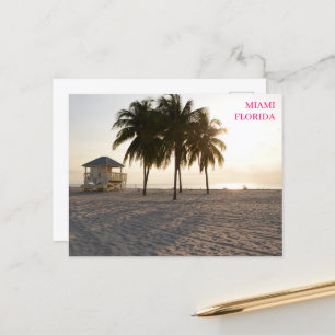 Miami Florida Beach Palms Lifeguard Postkarte