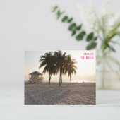 Miami Florida Beach Palms Lifeguard Postkarte (Stehend Vorderseite)