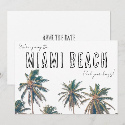 Miami Florida Beach Wedding Save The Date (Vorne/Hinten)
