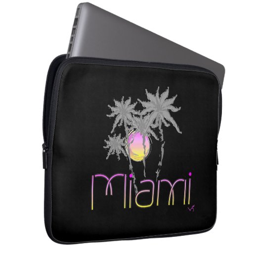 Miami, Florida Black Cool Graphic Laptopschutzhülle (Vorne Rechts)
