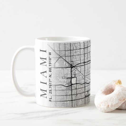 Miami, Florida City Map | Tasse des Kaffees (Mit Donut)
