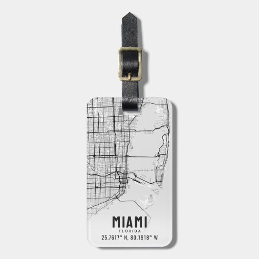 Miami, Florida City Map Topografie Gepäckmarke Gepäckanhänger (Vorderseite vertikal)