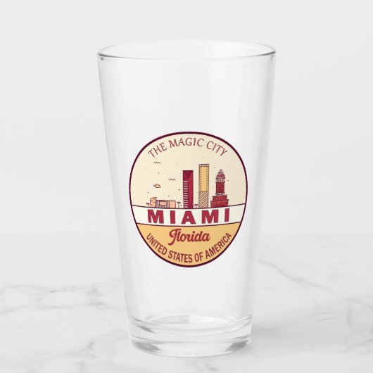 Miami Florida City Skyline Emblem Glas (Vorderseite)
