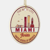 Miami Florida City Skyline Emblem Keramik Ornament (Rechts)
