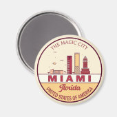 Miami Florida City Skyline Emblem Magnet (Vorderseite/Rückseite)