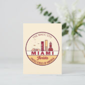 Miami Florida City Skyline Emblem Postkarte (Stehend Vorderseite)