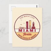 Miami Florida City Skyline Emblem Postkarte (Vorne/Hinten)