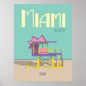 Miami Florida Classic Lifeguard Tour Art Deco Poster (Vorne)