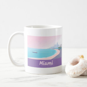 Miami Florida Coastline Citycape Pastel Travel Kaffeetasse